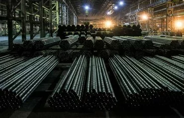 Stacked steel pipes are shown at the Iran National Steel Industrial Group facility in Ahvaz, Khuzestan province, in 2020. [Reza Soleymani Rouzbehani/ISNA/AFP]