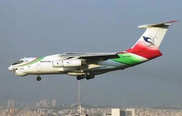 An Ilyushin Il-76 aircraft of Pouya Air lands at Mehrabad Airport last December. [File]