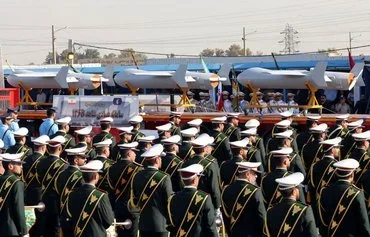 Shahed 136-B drones displayed in Tehran on September 21. [Atta Kenare/AFP]